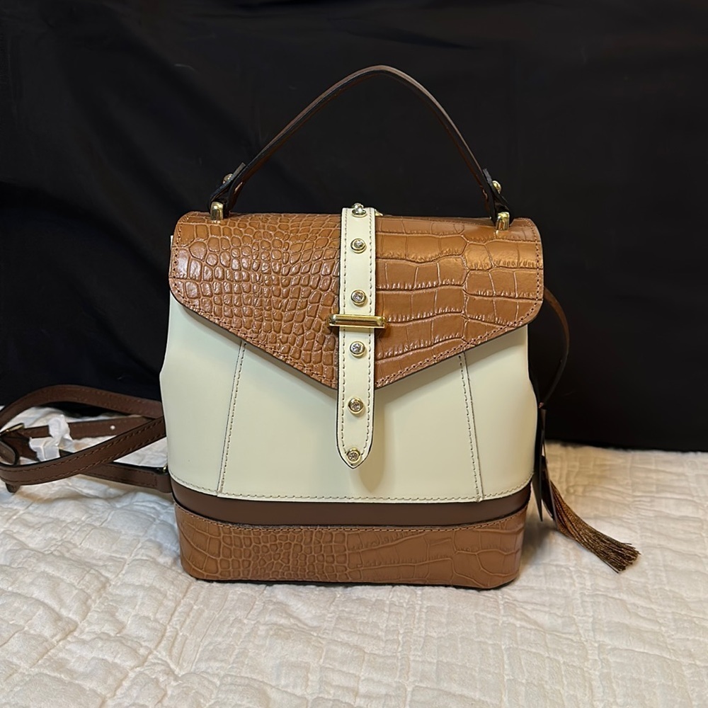 House of Harlow 1960 Italy Genuine Leather Crystal Stud Mini  Backpack